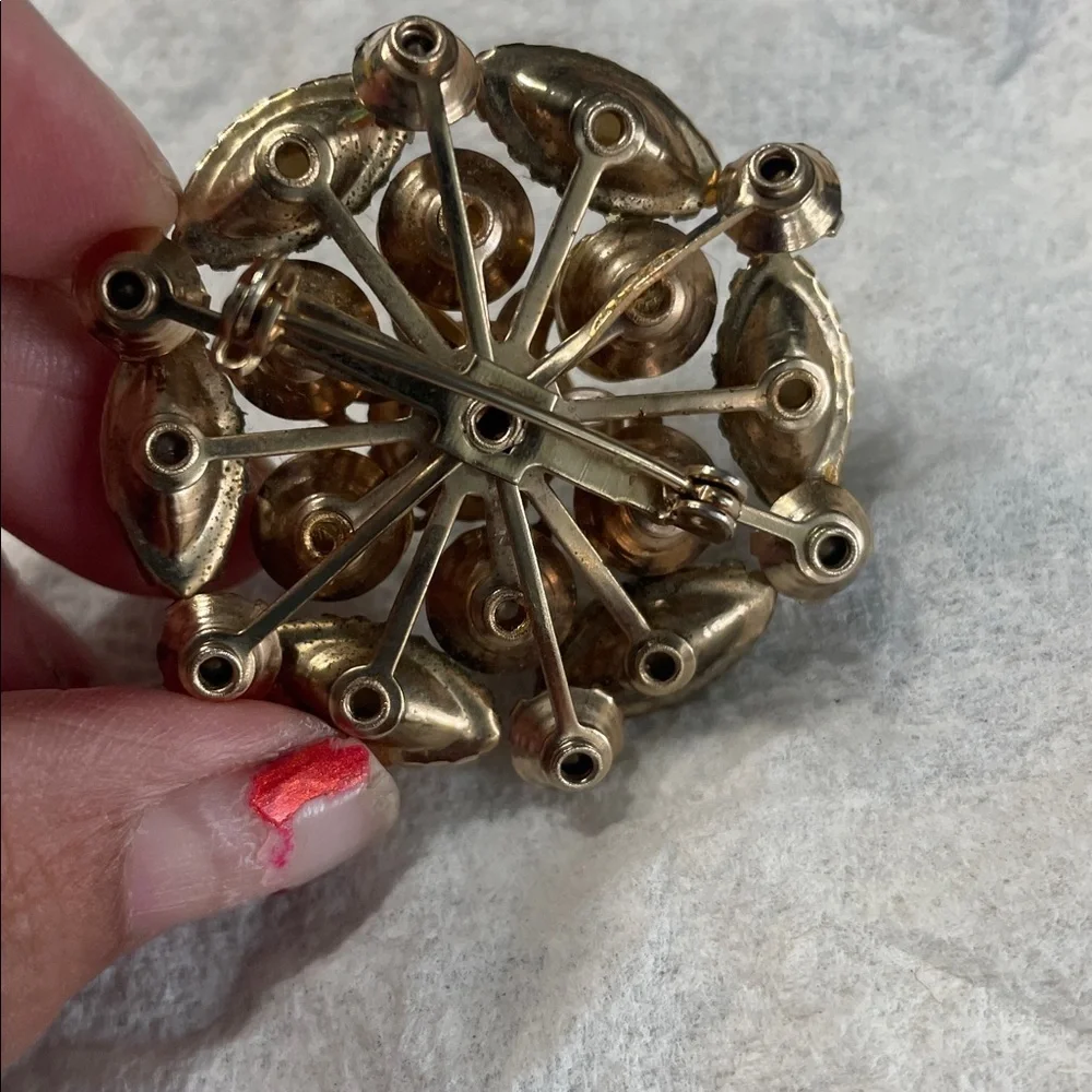 Vintage faux pearl and AB and Crystal Brooch